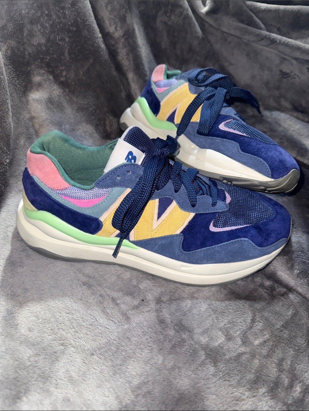 New Balance Navy Multicolor Suede Mesh Sneakers